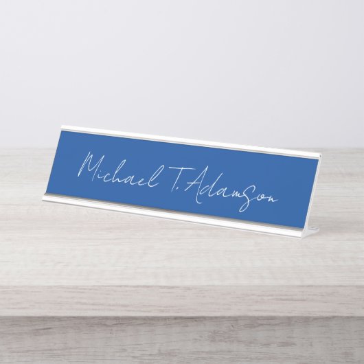 Retro Elegant Plaque Simple Deep Blue Calligraphie (Devant)