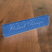 Retro Elegant Plaque Simple Deep Blue Calligraphie (Taille)