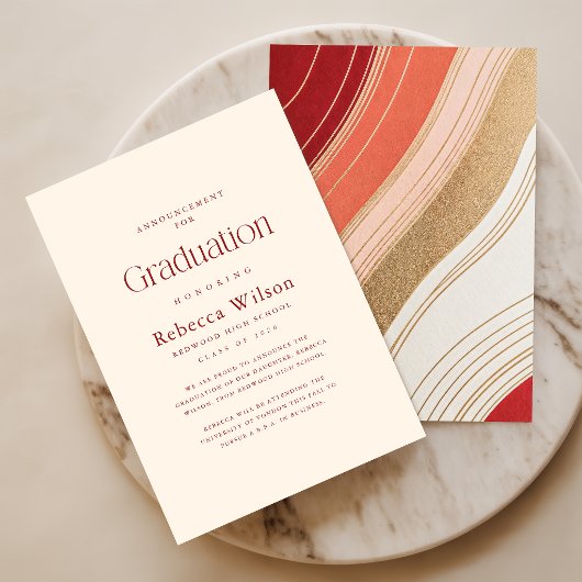 Retro Elegant Script Middelbare School Afstuderen Aankondiging