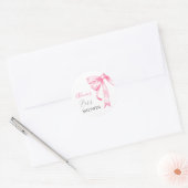 Retro Elegante Coquette Roze Strik Bruidsdouche Ronde Sticker (Envelop)