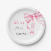 Retro Elegante Coquette Roze strik Vrijgezellenfee Papieren Bordje (Voorkant)