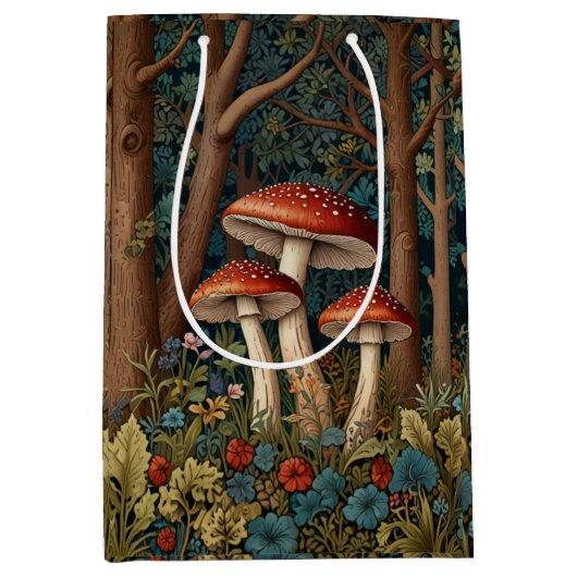 Retro elegante paddenstoelenbos medium cadeauzakje (Voorkant)