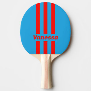 Retro Elektrisch Blauw Rood Drie Pin Strepen & Naa Tafeltennisbatje