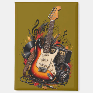 Retro elektrische gitaar & amp rockmuziek Flexibel Magneet