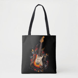 Retro elektrische gitaar en versterker rockmuziek draagtas