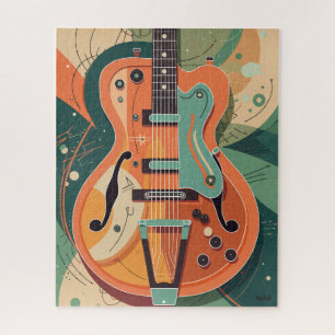 Retro elektrische gitaar illustratie legpuzzel