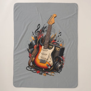 Retro elektrische gitaar & versterker rockmuziek g sherpa deken