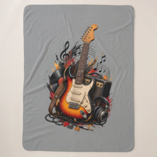 Retro elektrische gitaar & versterker rockmuziek g sherpa deken