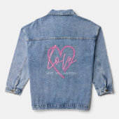 Retro Elektrische Liefde Neon Roze Hart Bruiden Na Denim Jacket (Achterkant)