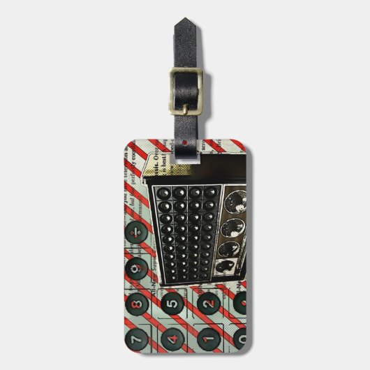 Retro elektronica luidspreker Short Wave Radio Bagagelabel (Voorkant verticaal)