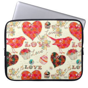 Retro-elementen voor hoeken en Valentijnsdag Laptop Sleeve