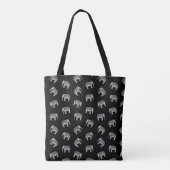 Retro Elephant Print Patroon Zwart-wit ontwerp Draagtas (Achterkant)