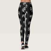Retro Elephant Print Patroon Zwart-wit ontwerp Leggings (Achterkant)