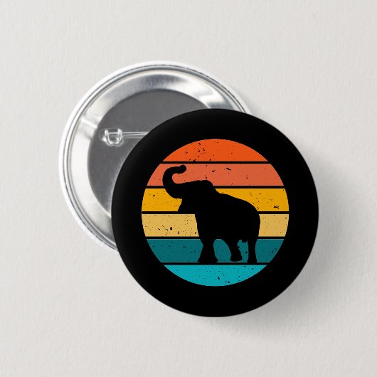 Retro Elephant Ronde Button 5,7 Cm (Voorkant /achterkant)