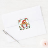 Retro Elf Gnome Kerst Vakantie Envelop Afdichtinge Vierkante Sticker (Envelop)
