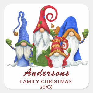 Retro Elf Kabouters Kerst Cadeaus Vakantie Vierkante Sticker