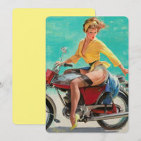 Retro Elvgren Motorfiets Biker Pin-UP Meisje