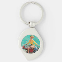Retro Elvgren Motorfiets Biker Pin-UP Meisje
