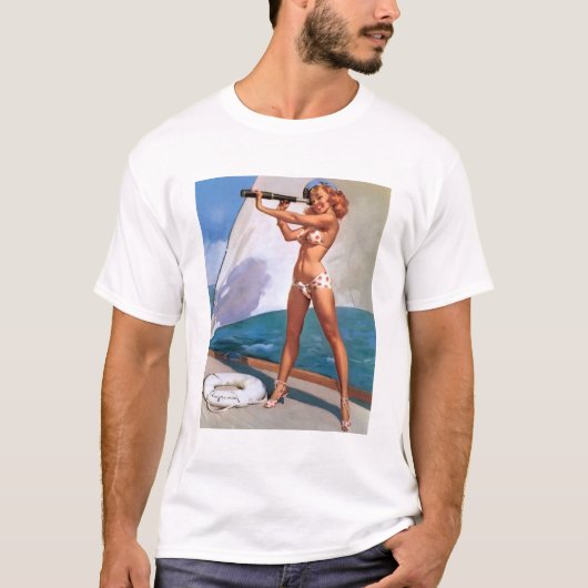  Retro Elvgren Sailing Sailor Pin-up Meisje T-shirt (Voorkant)