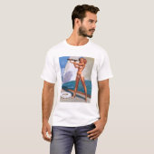  Retro Elvgren Sailing Sailor Pin-up Meisje T-shirt (Voorkant volledig)