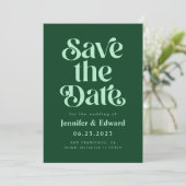 Retro Emerald Groene Bruiloft Save The Date (Staand voorkant)