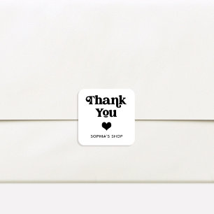 Retro en Boho Black and White Branding Bedankt Vierkante Sticker
