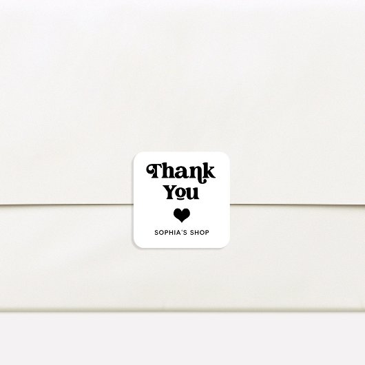 Retro en Boho Black and White Branding Bedankt Vierkante Sticker