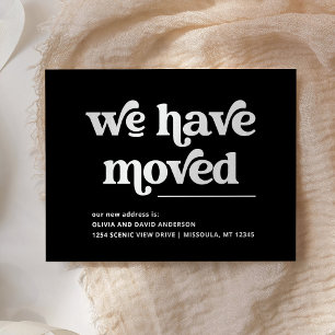 Retro en Boho Black Moving aankondiging Briefkaart