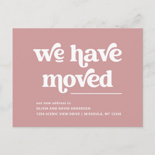 Retro en Boho | Dusty Roos Moving Aankondiging Briefkaart (Voorkant)