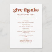 Retro en Boho | Thanksgiving Diner Menu (Voorkant)
