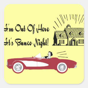 Retro en Bunco Red-converteerbaar Vierkante Sticker