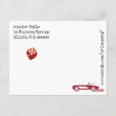 Retro en Bunco Red Convertible Briefkaart (Achterkant)