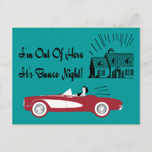 Retro en Bunco Red Convertible Briefkaart