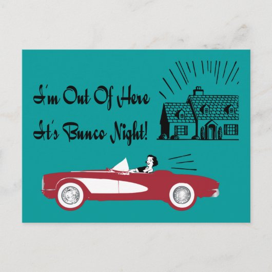 Retro en Bunco Red Convertible Briefkaart (Voorkant)