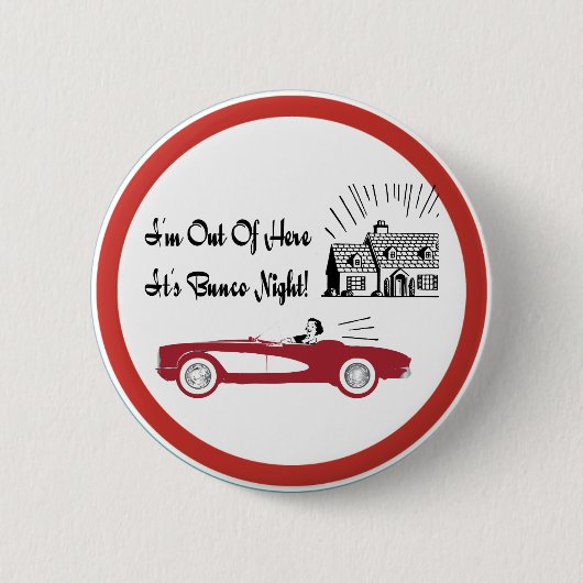 Retro en  Bunco Red Convertible Ronde Button 5,7 Cm (Voorkant)