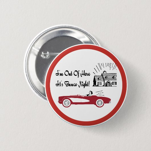 Retro en  Bunco Red Convertible Ronde Button 5,7 Cm (Voorkant /achterkant)