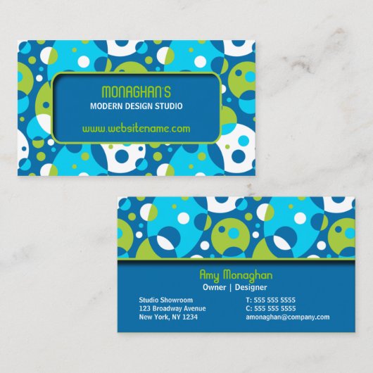 Retro en Fun Blue Visitekaartje (Voorkant / Achterkant)