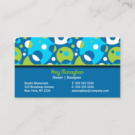 Retro en Fun Blue Visitekaartje (Achterkant)