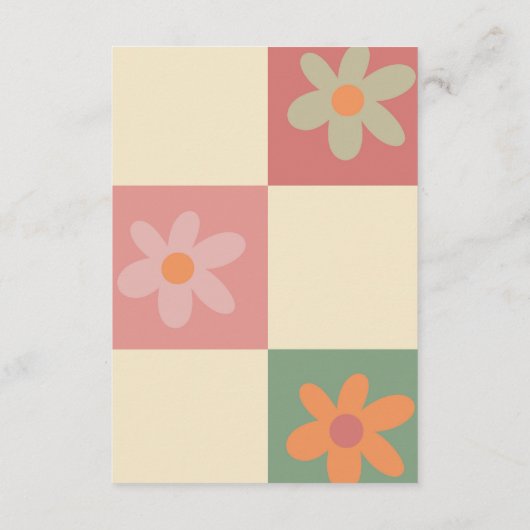 Retro en Groovy 70s Wedding Details Informatiekaartje (Achterkant)