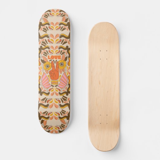 Retro en hippieafdrukken skateboard (Voorkant)