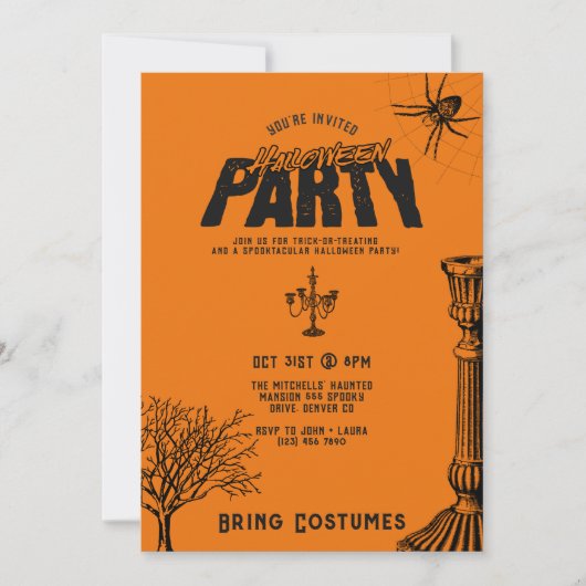 retro enge Halloween partij Kaart (Voorkant)