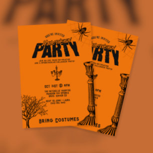 retro enge Halloween partij Kaart