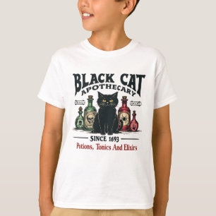 Retro Enge Zwarte Kat Apotheker Witchy Wicca T-shirt