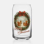 Retro Engelse vakantiekrans met Schattigee eekhoor Blikvorm Glas (Voorkant)