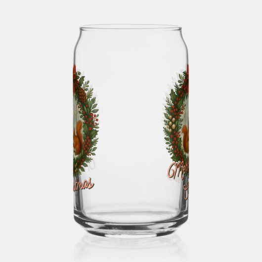 Retro Engelse vakantiekrans met Schattigee eekhoor Blikvorm Glas (Rechts)