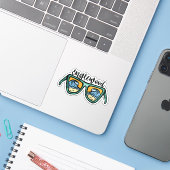 Retro Englewood Beach artwork aan beide zijden Sticker (Laptop met iPhone)