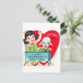Retro Enseignant Vintage Valentine Carte postale (Debout devant)