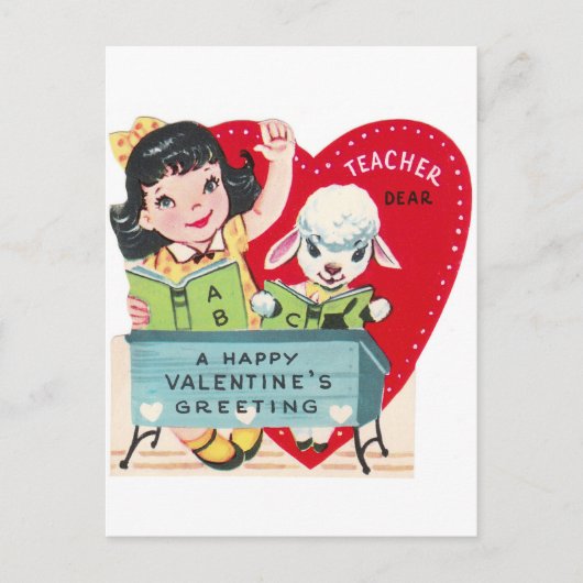 Retro Enseignant Vintage Valentine Carte postale (Devant)