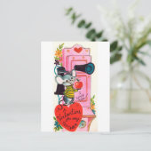 Retro Enseignant Vintage Valentine Carte postale (Debout devant)