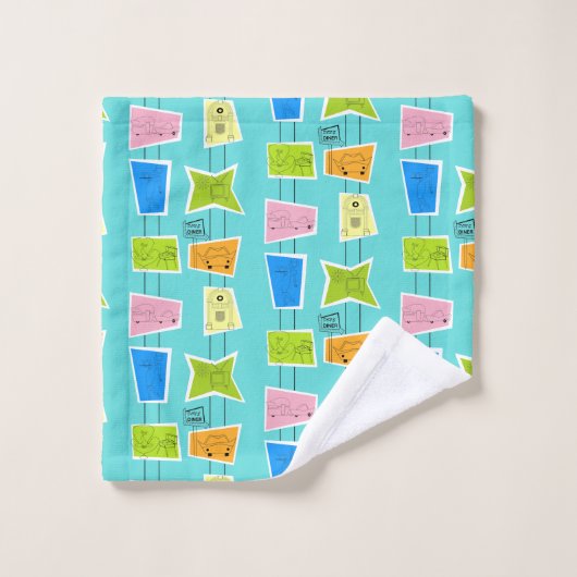 Rétro ensemble atomique de serviette de kitsch (Gant de toilette)